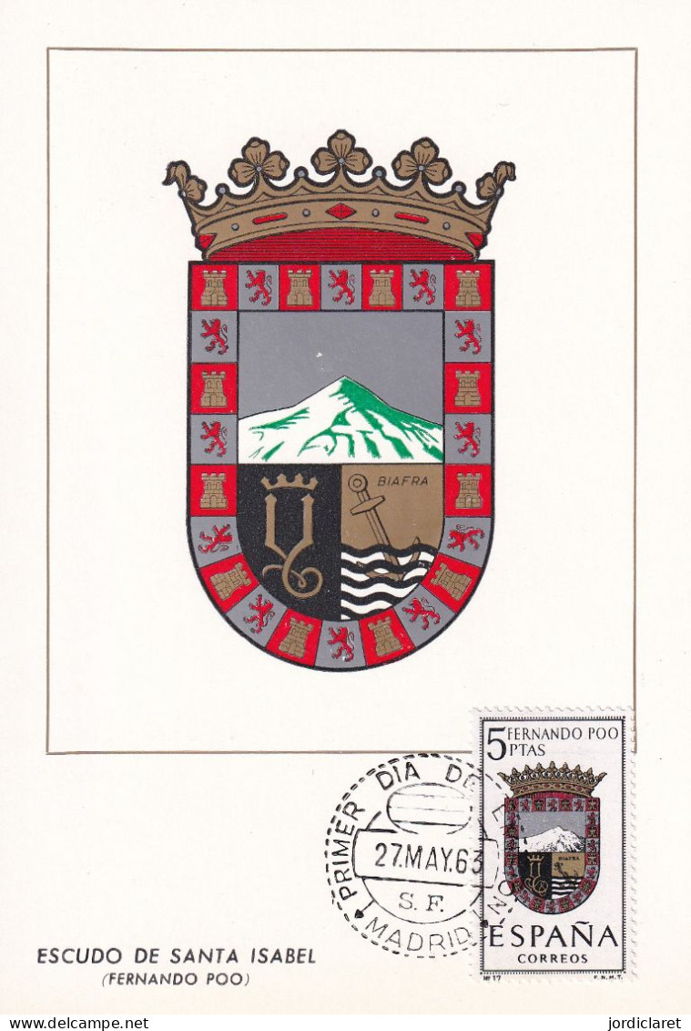 ESCUDO FERNANDO POO 1963 - Cartoline Maximum