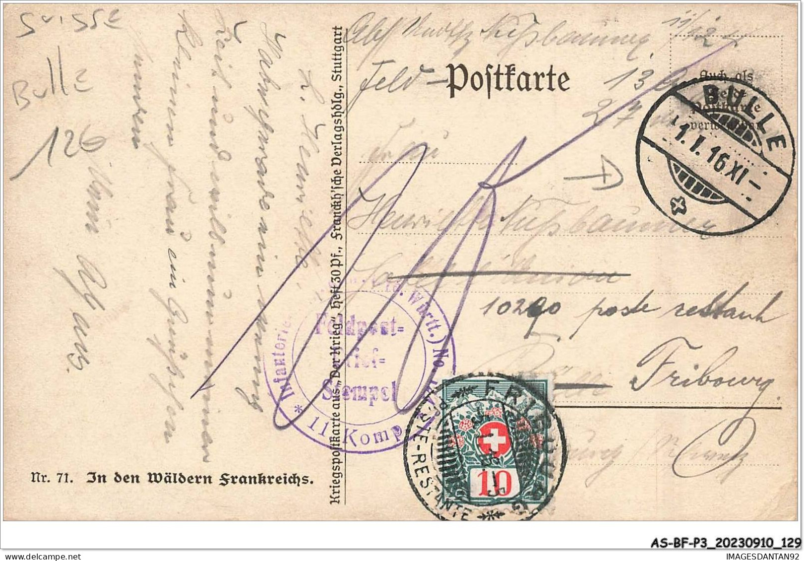 AS#BFP3-1031 - Suisse - Bulle - CARTE MILITAIRE PAR ILLUSTRATEUR CACHET - Bulle