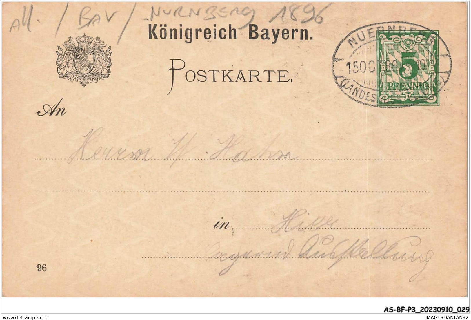 AS#BFP3-0981 - Allemagne - Bayerische Landes-Ausstellubng NÜRNBERG 1896 - Nürnberg