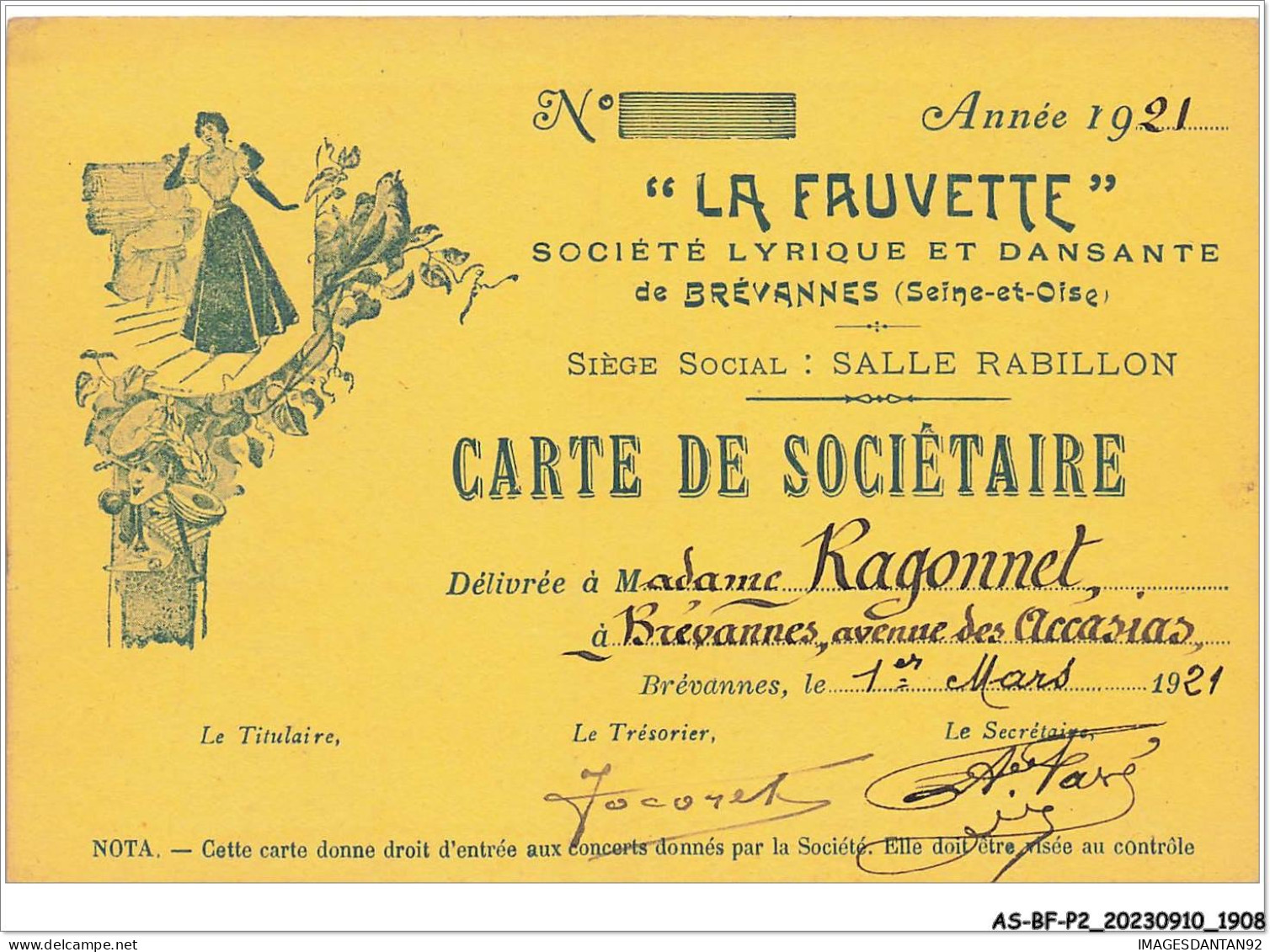 AS#BFP2-94-0955 - BREVANNES - La Fauvette, Société Lyrique Et Dansante De Brevannces - Altri & Non Classificati