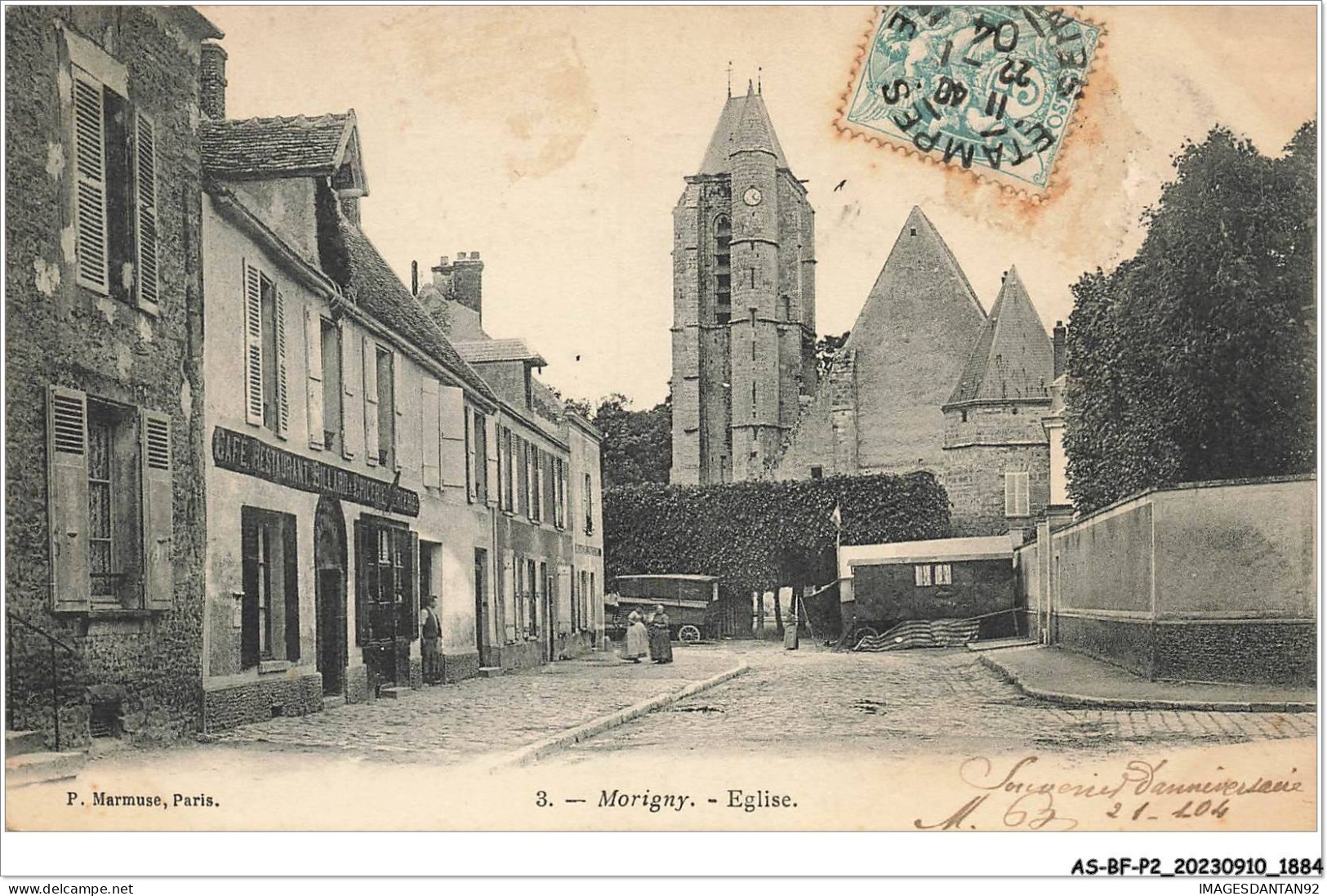 AS#BFP2-91-0943 - MORIGNY - Eglise - Café-Restaurant - Andere & Zonder Classificatie