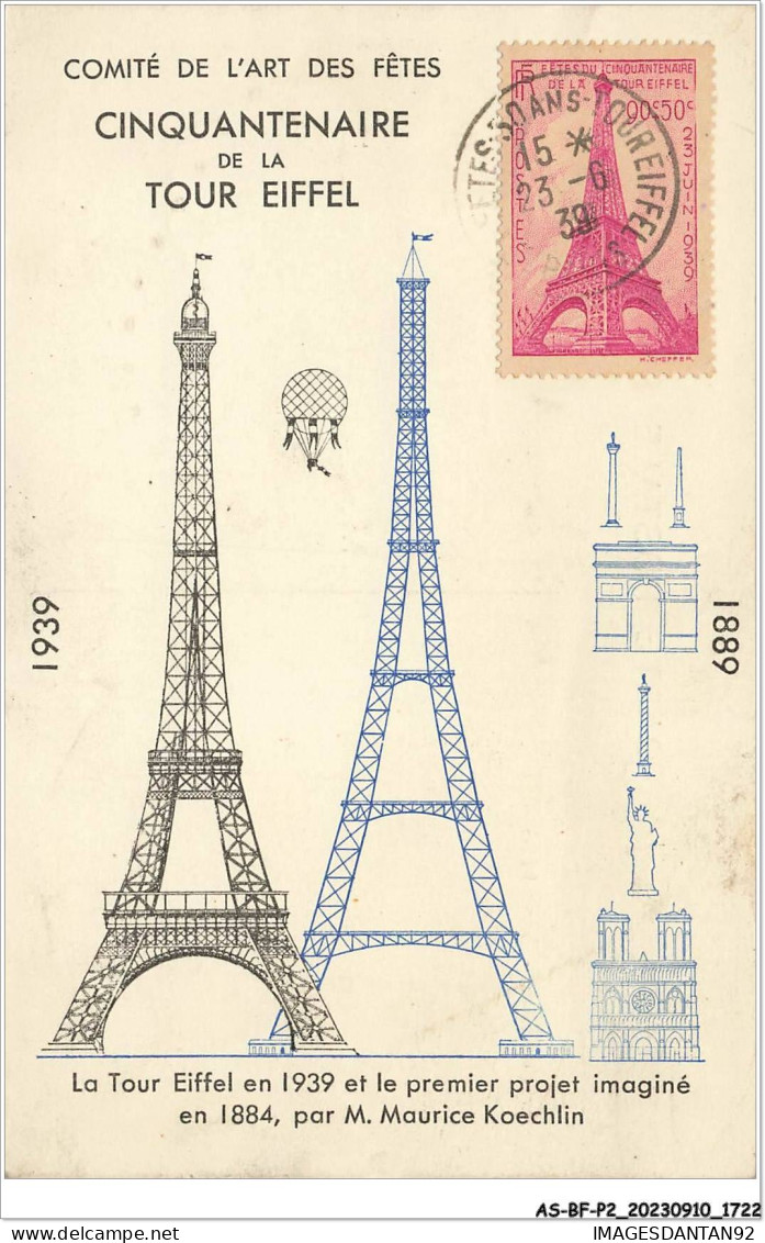 AS#BFP2-75-0862 - PARIS - Cinquantenaire De La Tour Eiffel En 1939 - CARTE MAXIMUM - Tour Eiffel