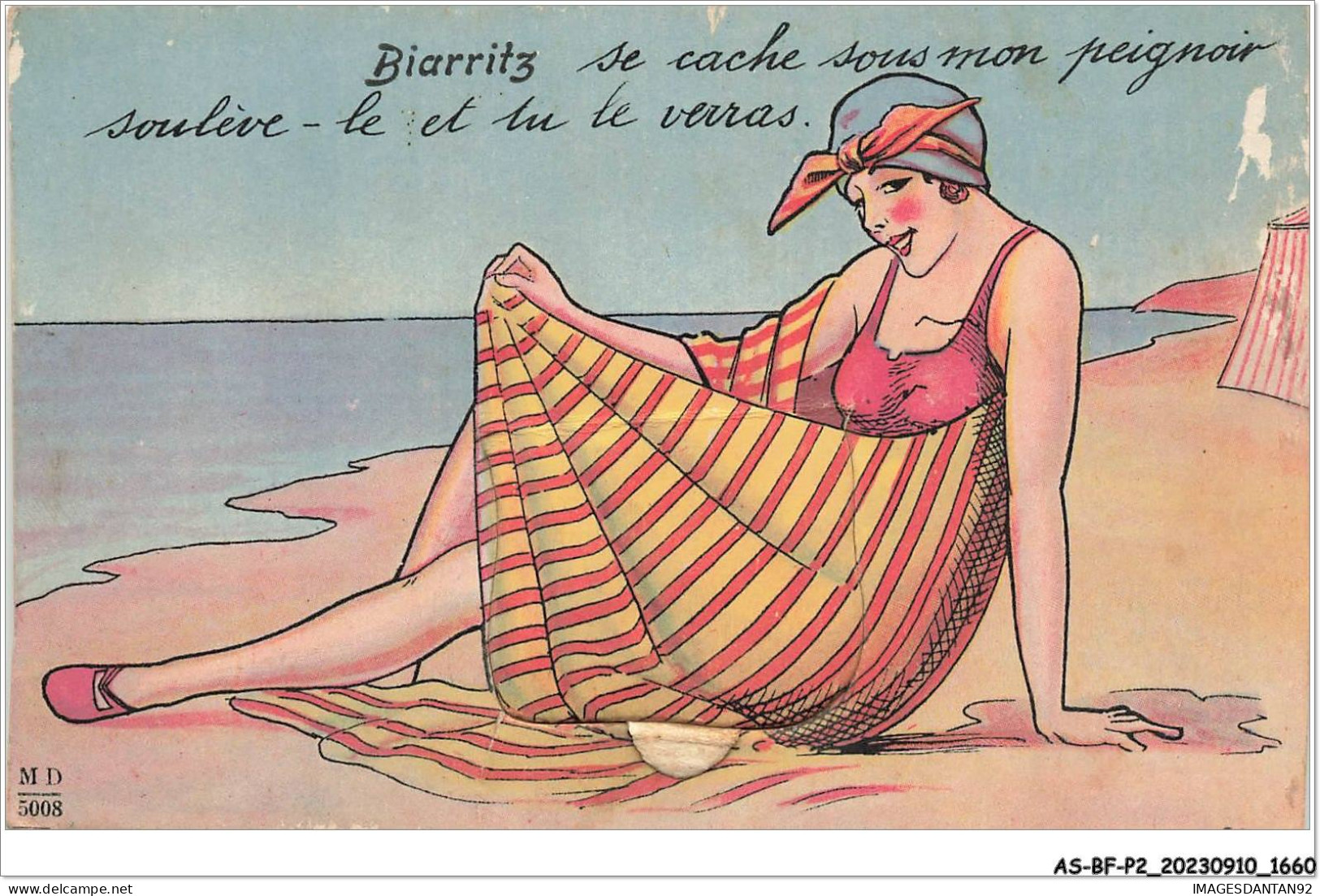 AS#BFP2-64-0831 - BIARRITZ  Se Cache Sous Mon Peignoir  Verras - Carte à Système - Biarritz