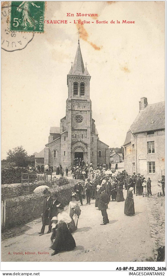 AS#BFP2-58-0819 - MONTSAUCHE - L'église - Sortie De La Messe - Montsauche Les Settons