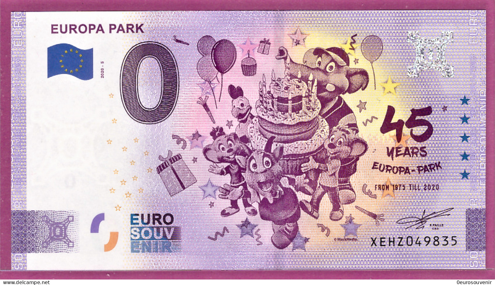 0-Euro XEHZ 2020-5 EUROPA PARK - 45 YEARS Set ANNIVERSARY - Private Proofs / Unofficial