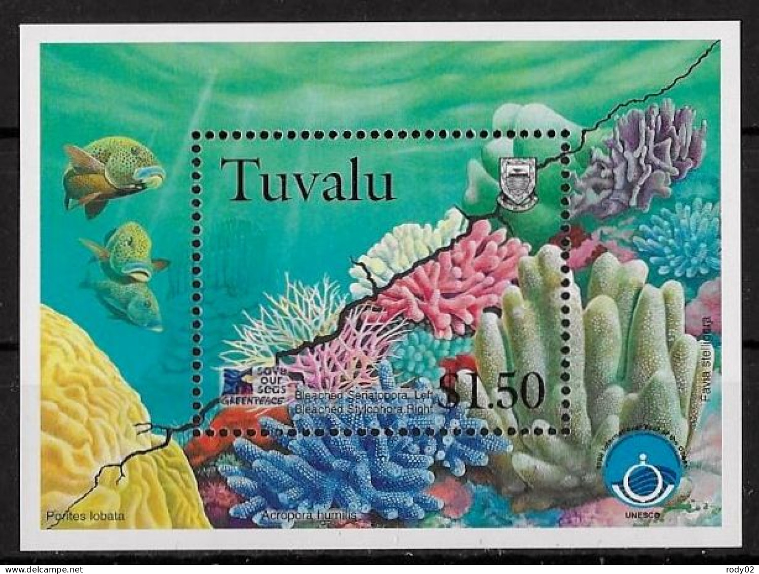 TUVALU - FAUNE AQUATIQUE - N° 400 A 403 ET BF 64 - NEUF** MNH - Mundo Aquatico