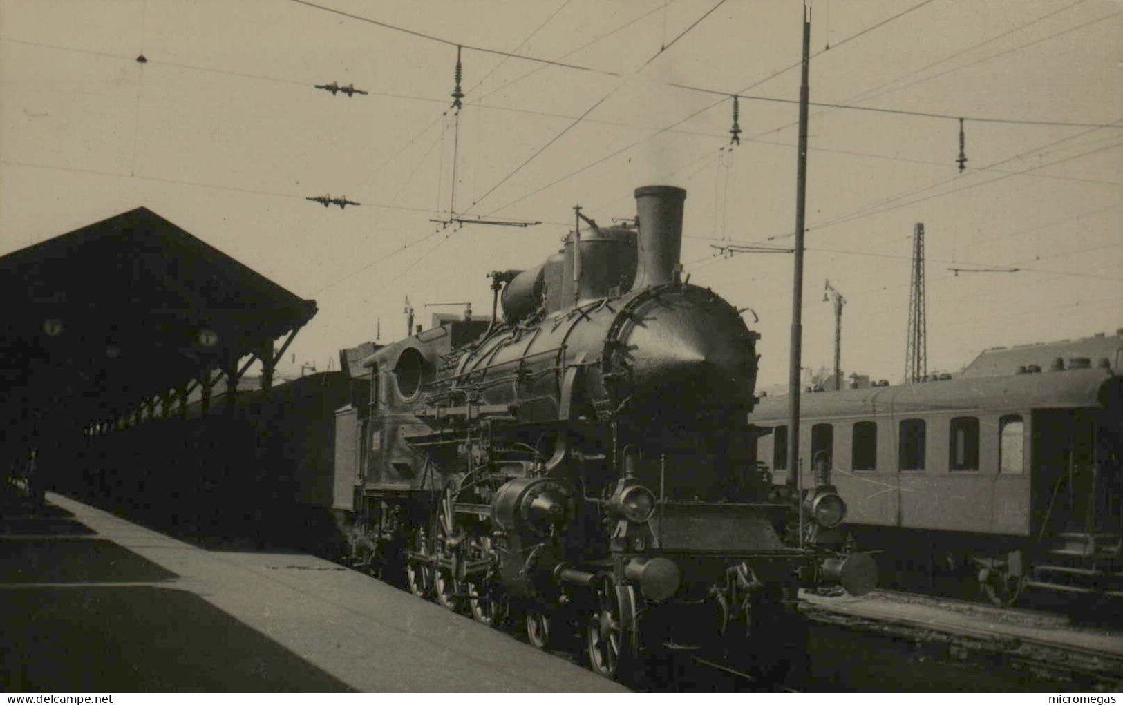 Reproduction - Hongrie - Locomotive En Gare - Eisenbahnen