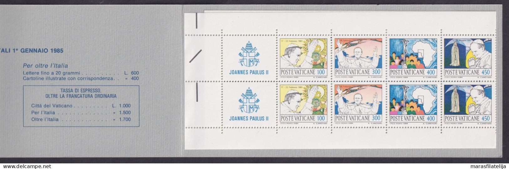 Vatican, 1985, Pope Paul John II, The Pope's Travels, Stamps Booklet - Otros & Sin Clasificación