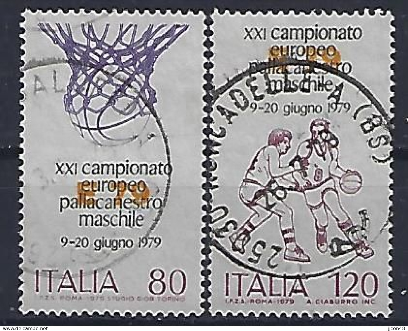 Italy 1979  Basketball- Europameisterschaft, Turin (o) Mi.1662-1663 - 1971-80: Oblitérés