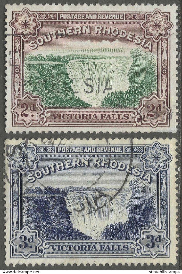 Southern Rhodesia. 1932 Victoria Falls. Used Complete Set. SG 29-30. M5063 - Südrhodesien (...-1964)