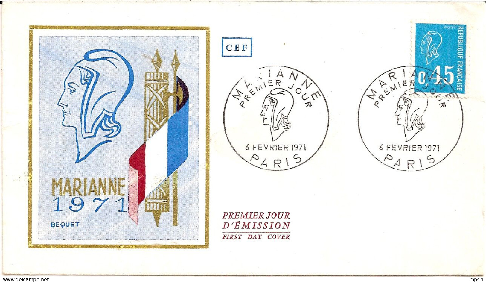 1C11 --- FDC 1er Jour PARIS Marianne De Béquet - Commemorative Postmarks