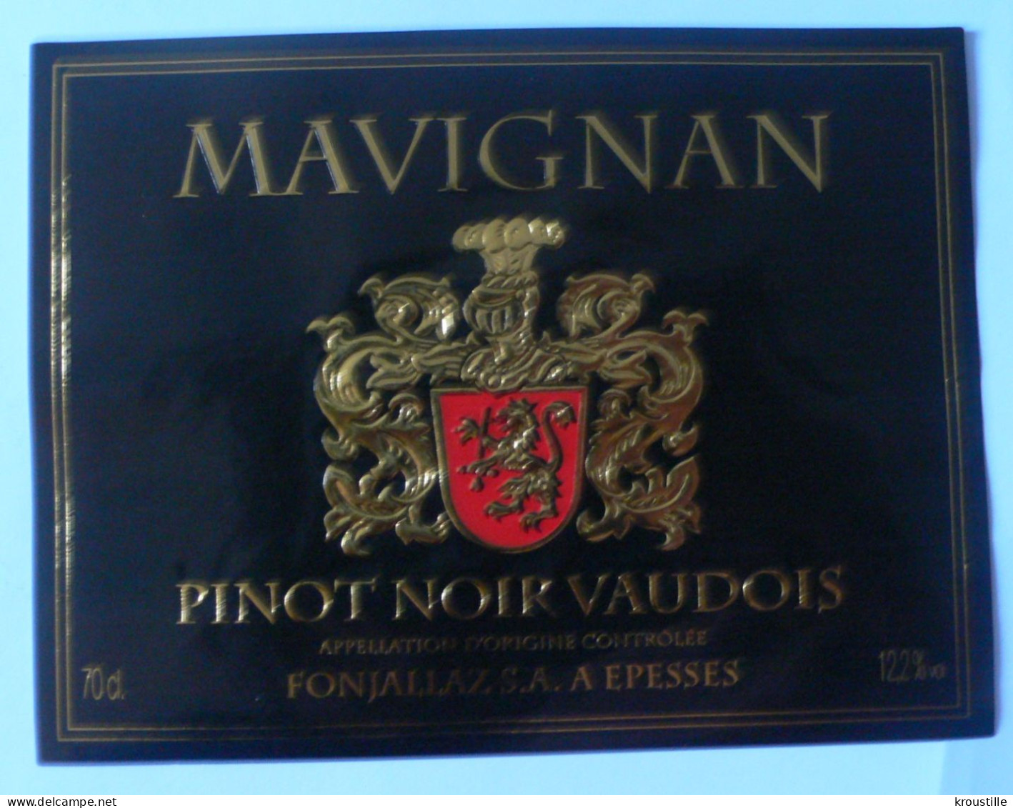 MAVIGNAN  - PINOT NOIR VAUDOIS (SUISSE) : ETIQUETTE NEUVE - Other & Unclassified