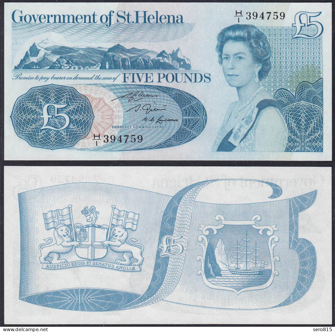 St. Helena 5 Pound Banknote  Pick 7b UNC (1) Prefix H1      (13878 - Other - Africa
