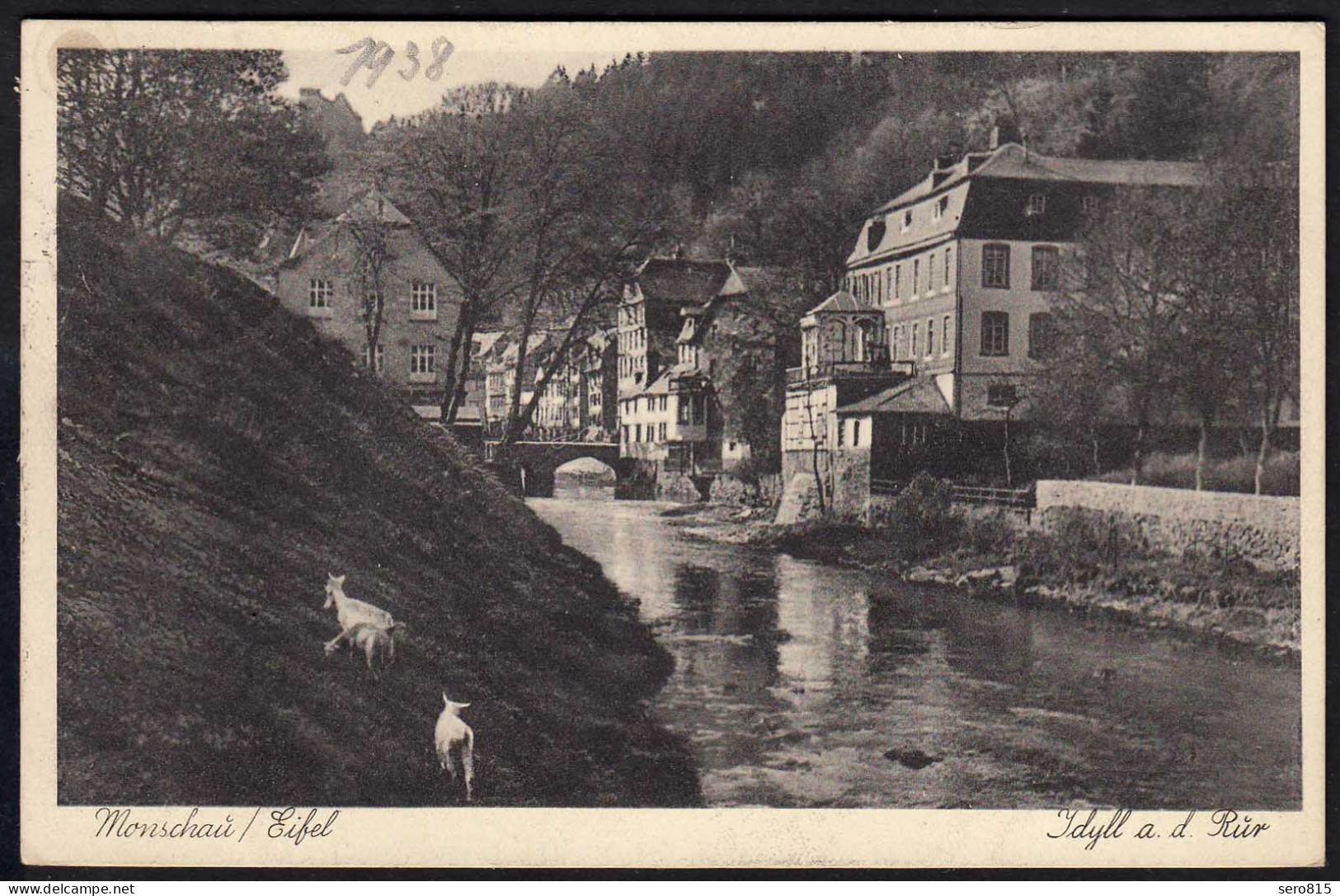 AK Monschau Eifel Idyll An Der Rür 1938  (17078 - Autres & Non Classés