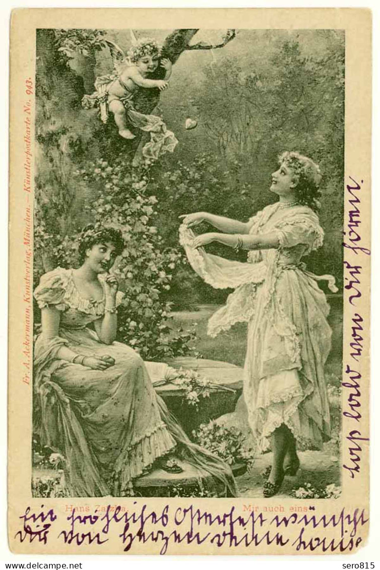 AK Jugendstil Frauen Engel Traum Fantasie Herz 1901   (2941 - Unclassified