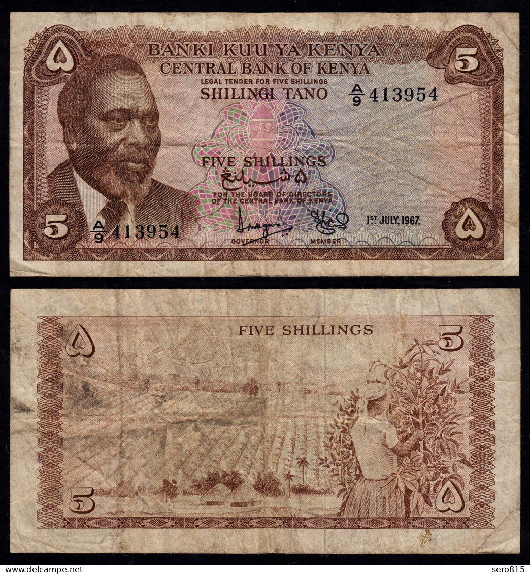 KENIA - KENYA 5 Shillings Banknote 1967 Pick 1b F- (4-)    (17526 - Andere - Afrika