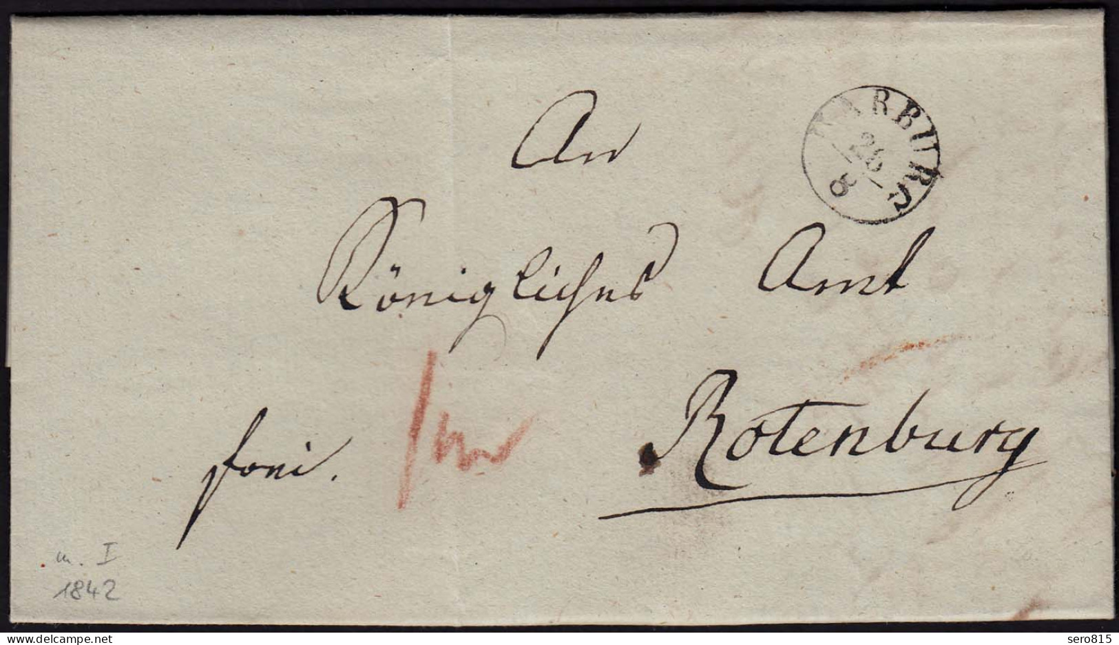 HANNOVER Vorphila 1842 Brief HARBURG K1 Nach ROTHENBURG Inhalt  (15915 - Other & Unclassified