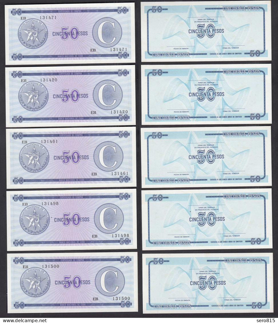Kuba - Cuba 5 Stück á 50 Peso FEC 1985 Pick FX16 UNC (1)  (89095 - Otros – América