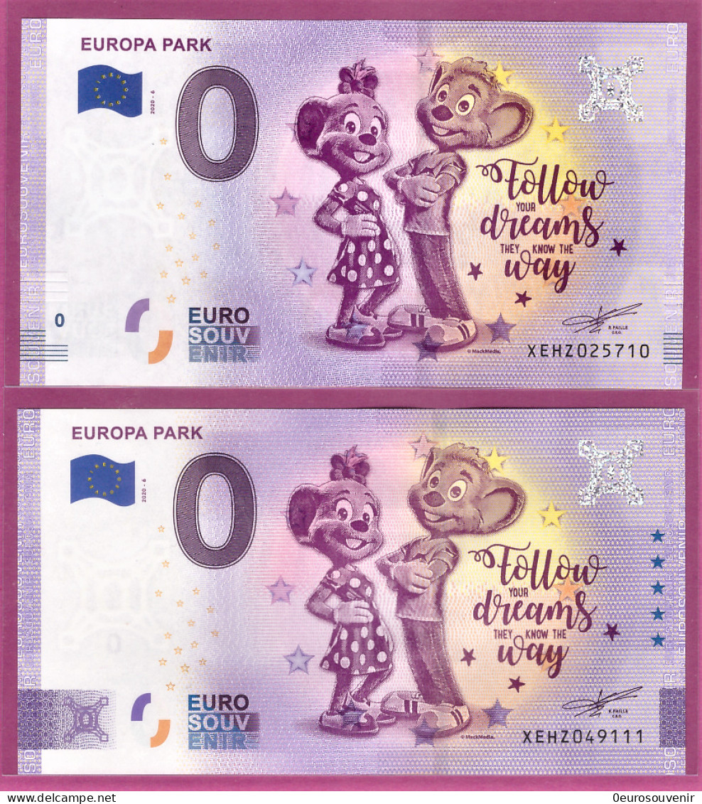0-Euro XEHZ 2020-6 EUROPA PARK - FOLLOW YOUR DREAMS ... Set NORMAL+ANNIVERSARY - Private Proofs / Unofficial