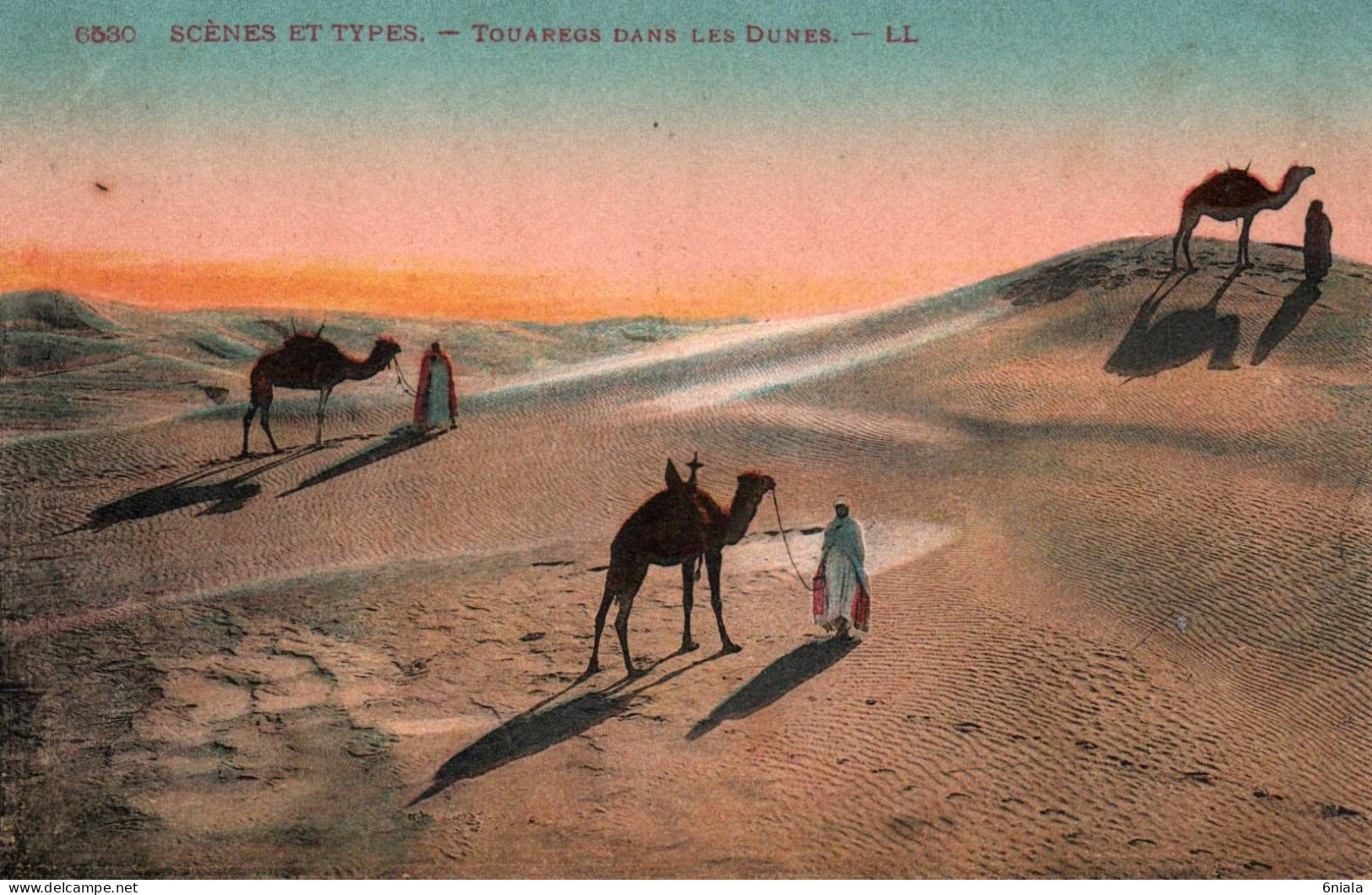 Scènes Et Types  TOUAREGS DANS LES DUNES   Chameaux    (2 Scans )  ( 21640 ) - Scene & Tipi