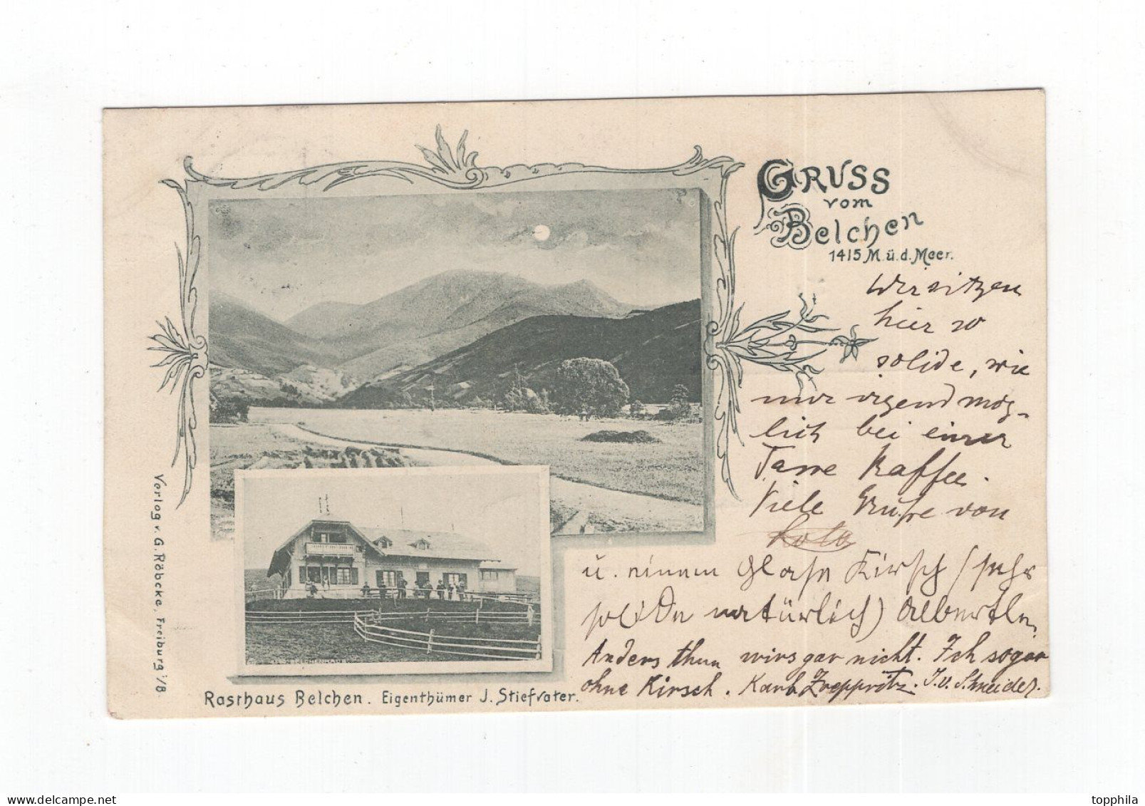 1898 Dt. Reich Alte S/W Photo Litho Karte Gruss Vom Belchen Südschwarzwald - Sonstige & Ohne Zuordnung