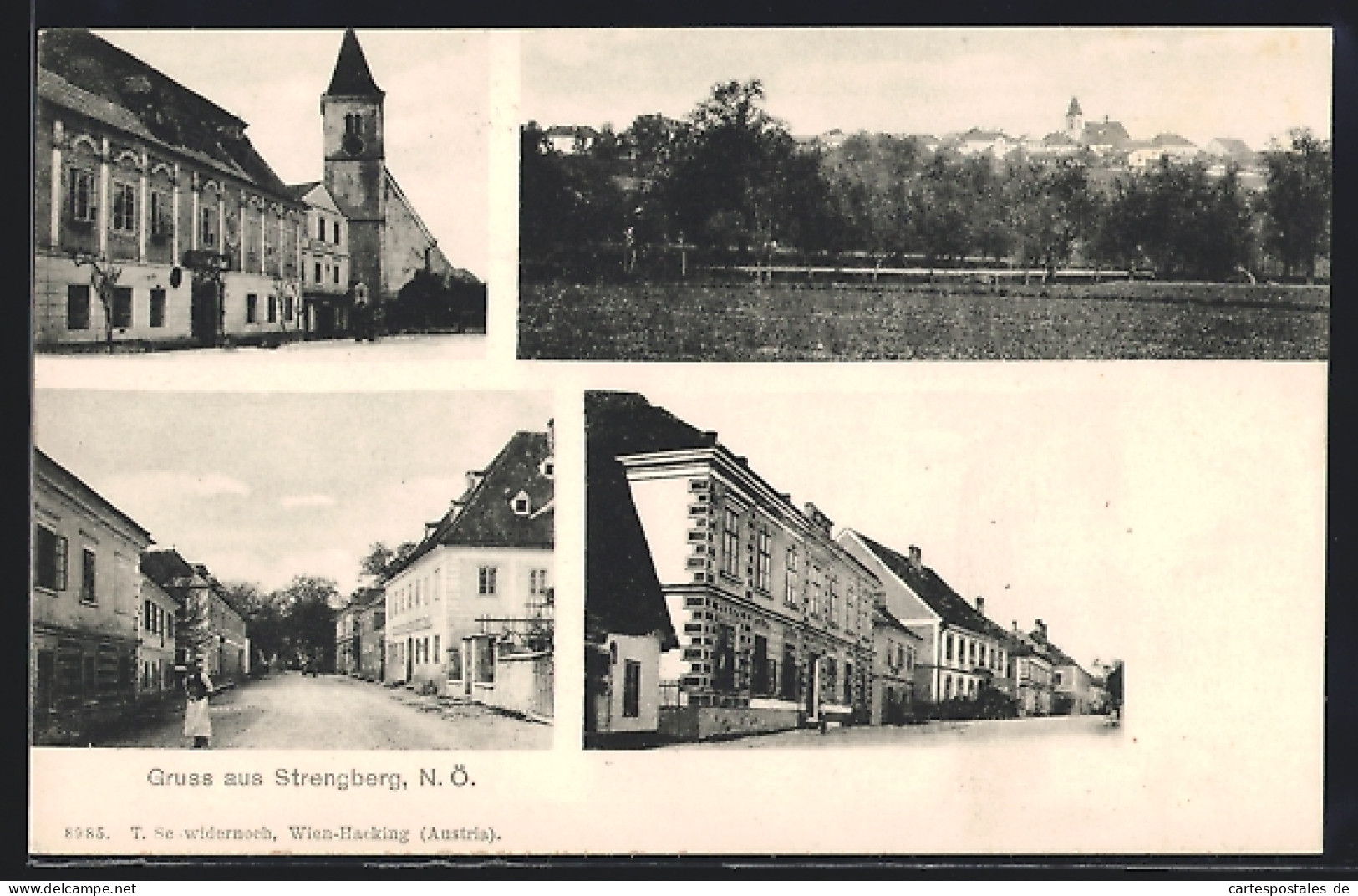 AK Strengberg /N.-Ö., Gasthaus, Strassenpartie, Teilansicht  - Other & Unclassified