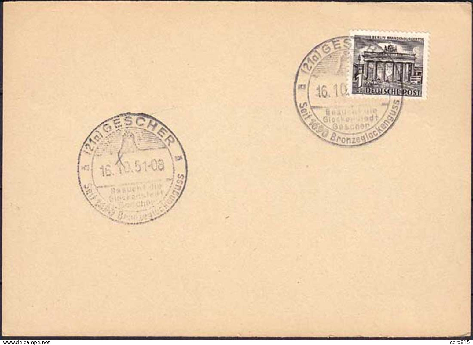 1951 Gescher Bei Coesfeld Sonderstempel Glockenstadt Bronzeglockenguss   (4438 - Altri & Non Classificati