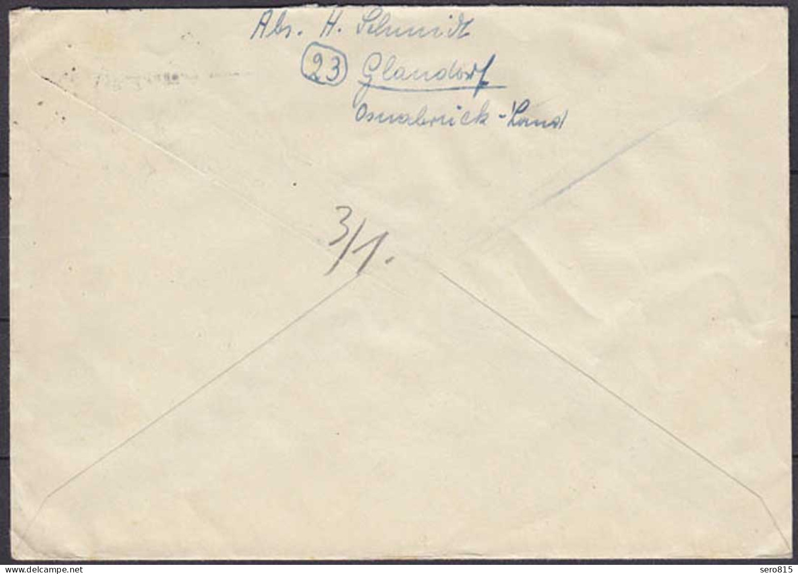 1945 Glandorf Bei Osnabrück Notstempel + Stummstempen Nach Oeventrop   (4381 - Autres & Non Classés