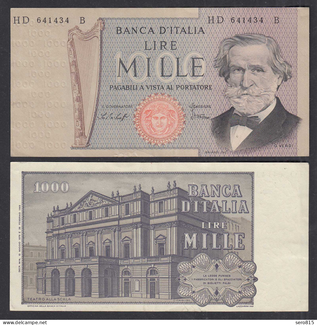 Italien - Italy 1000 Lire Banknote 1979 Pick 101f  VF (3)    (28948 - Sonstige & Ohne Zuordnung