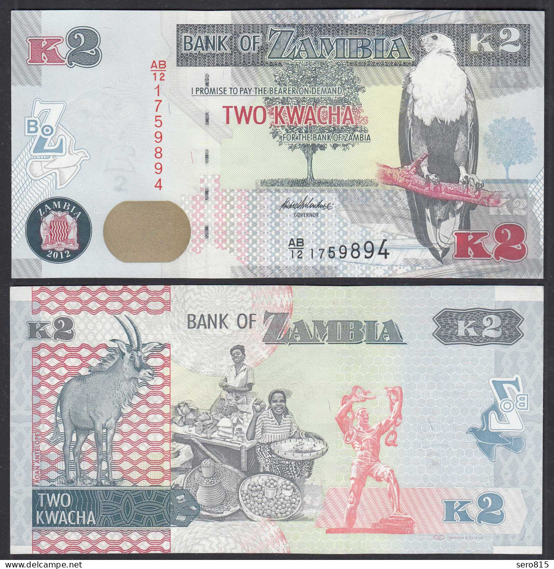 Sambia - ZAMBIA - 2 Kwacha 2012 Pick 49a UNC (1)     (28956 - Altri – Africa