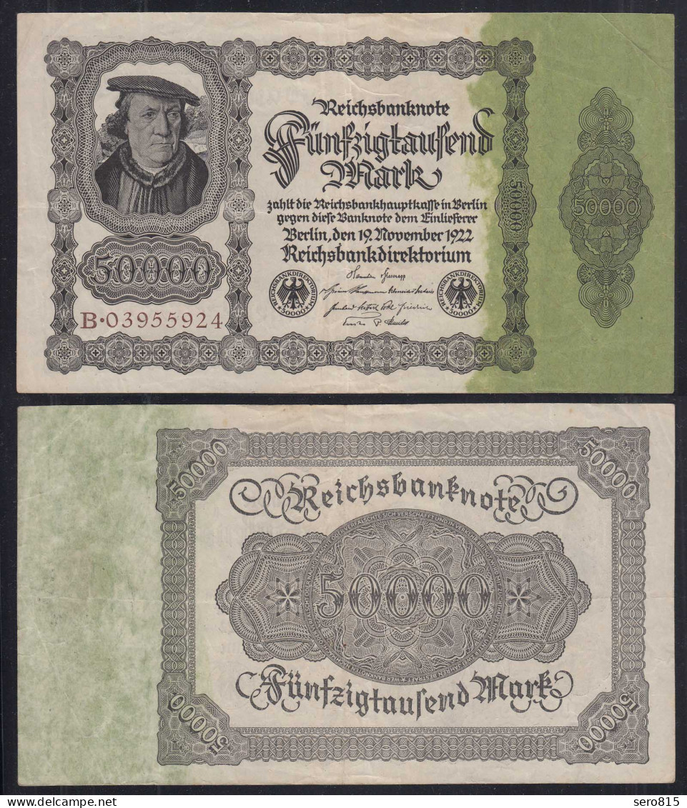 Reichsbanknote 50-tausend 50.000 50000 Mark 1922 Ro 79a Pick 79 VF (3)    (29042 - Sonstige & Ohne Zuordnung