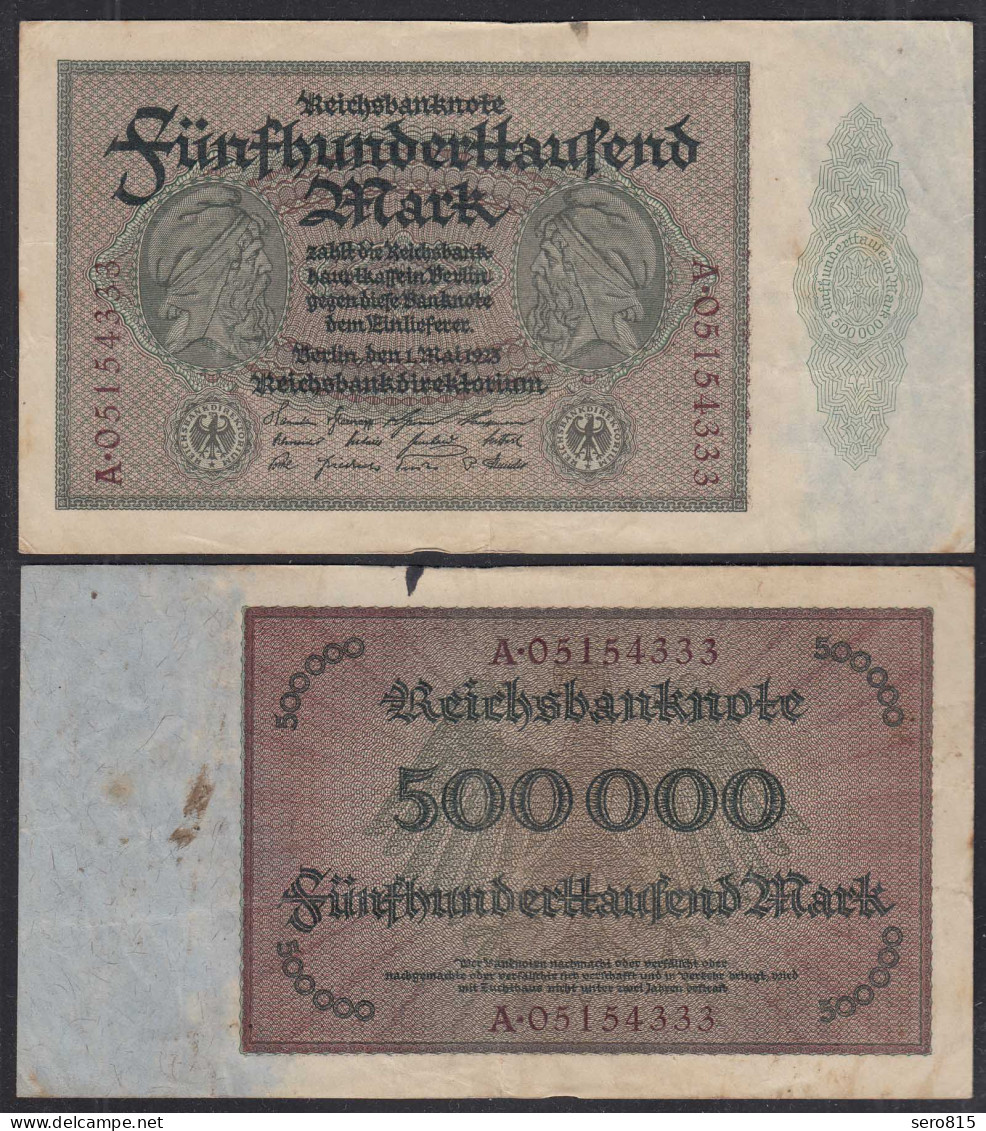 Reichsbanknote -  500 Tausend Mark 1923 Ro 87b F (4) Serie A 4-fach  (29024 - Autres & Non Classés