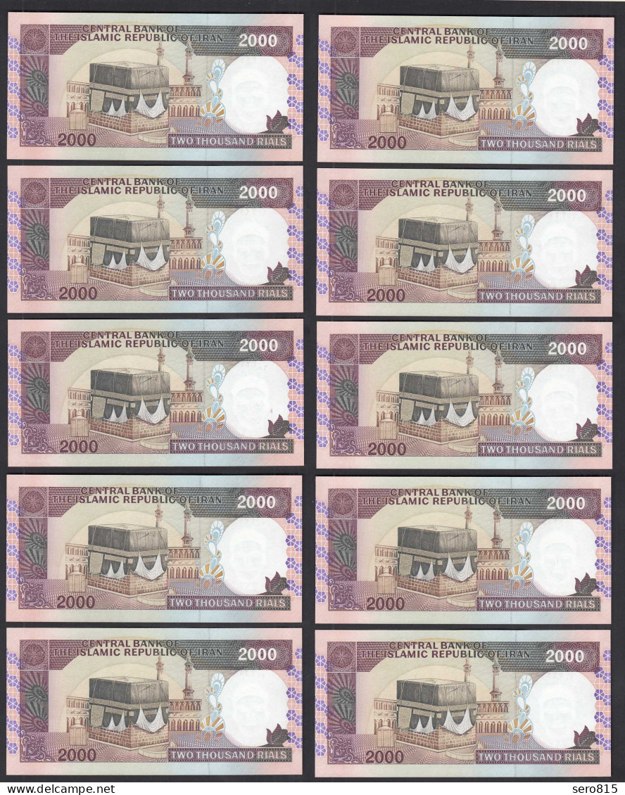 IRAN (Persien) - 10 Stück á 2000 RIALS (1983) Pick 141j UNC (1) Dealer Lot - Otros – Asia