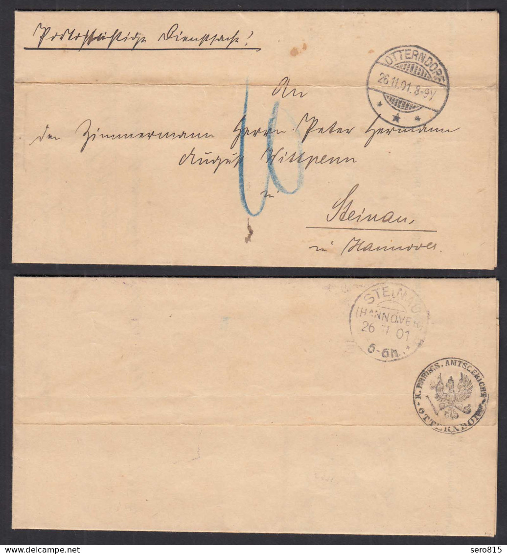 1901 Portopflichtige Dienstsache Otterndorf Nach Steinau Mit Inhalt   (32495 - Lettres & Documents