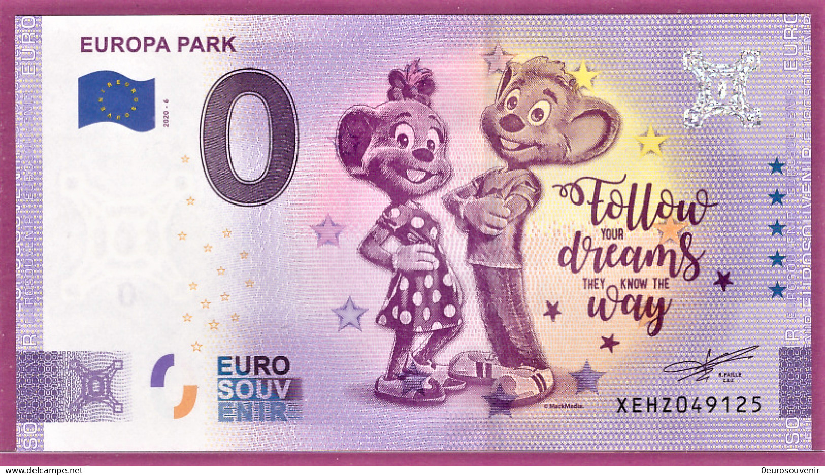 0-Euro XEHZ 2020-6 EUROPA PARK - FOLLOW YOUR DREAMS ... ANNIVERSARY - Privéproeven