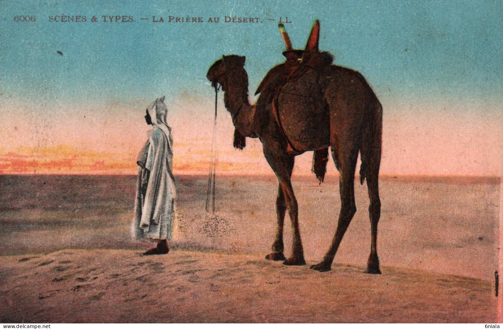 Scènes Et Types  LA PRIERE DU DESERT  ( Touaregs Chameaux )   (2 Scans )  ( 21636 ) - Szenen