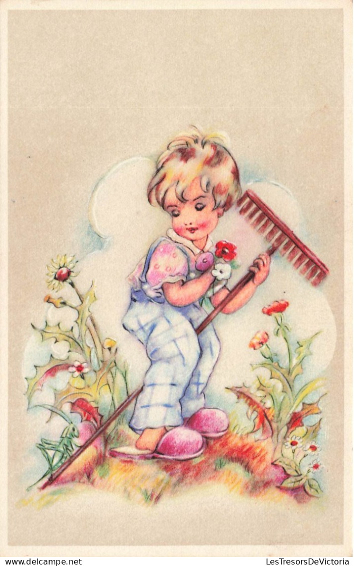 FANTAISIES - Un Enfant Avec Un Râteau  - Colorisé - Carte Postale Ancienne - Sonstige & Ohne Zuordnung