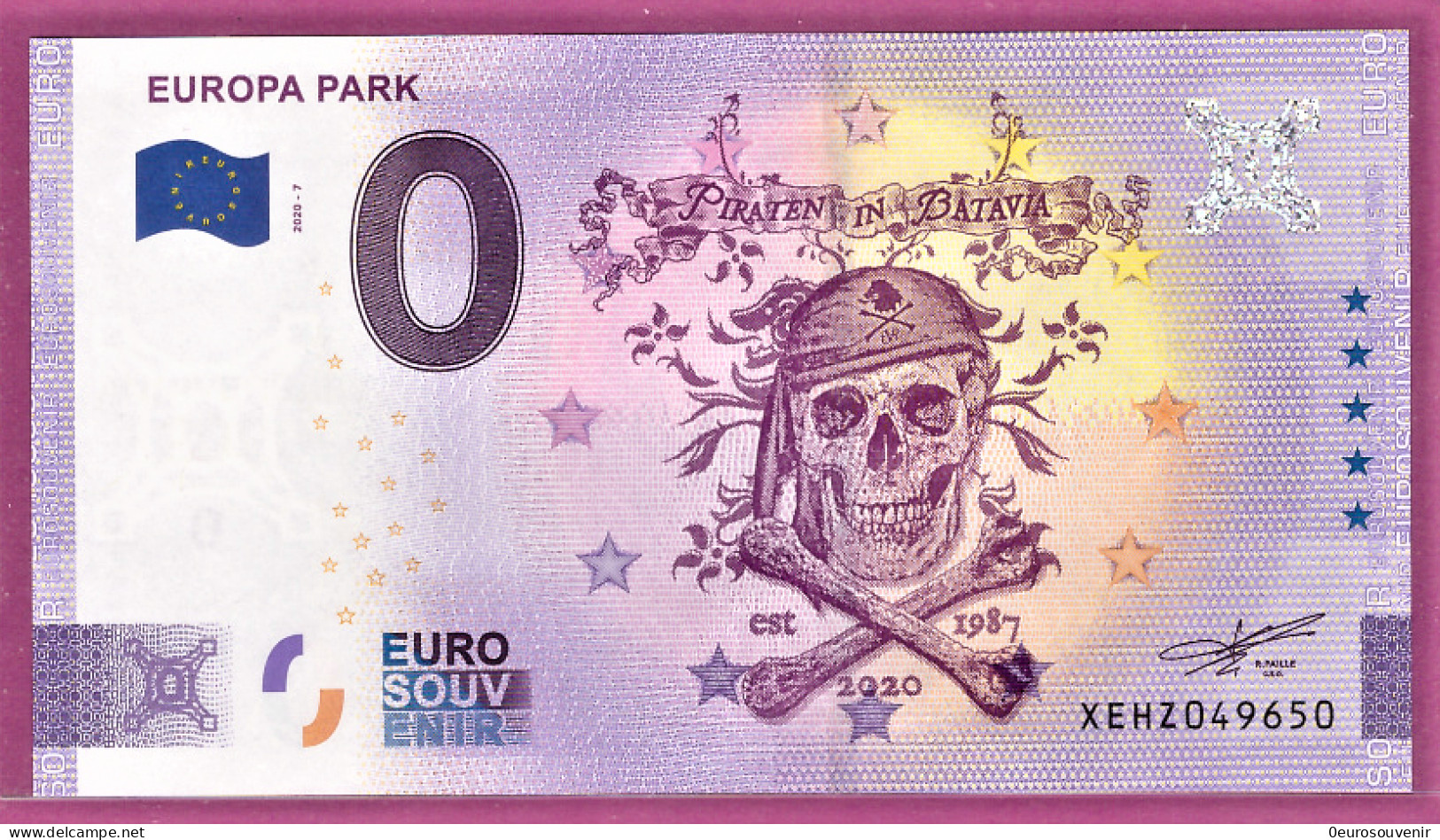 0-Euro XEHZ 2020-7 EUROPA PARK - PIRATEN IN BATAVIA SKULL  ANNIVERSARY - Privéproeven