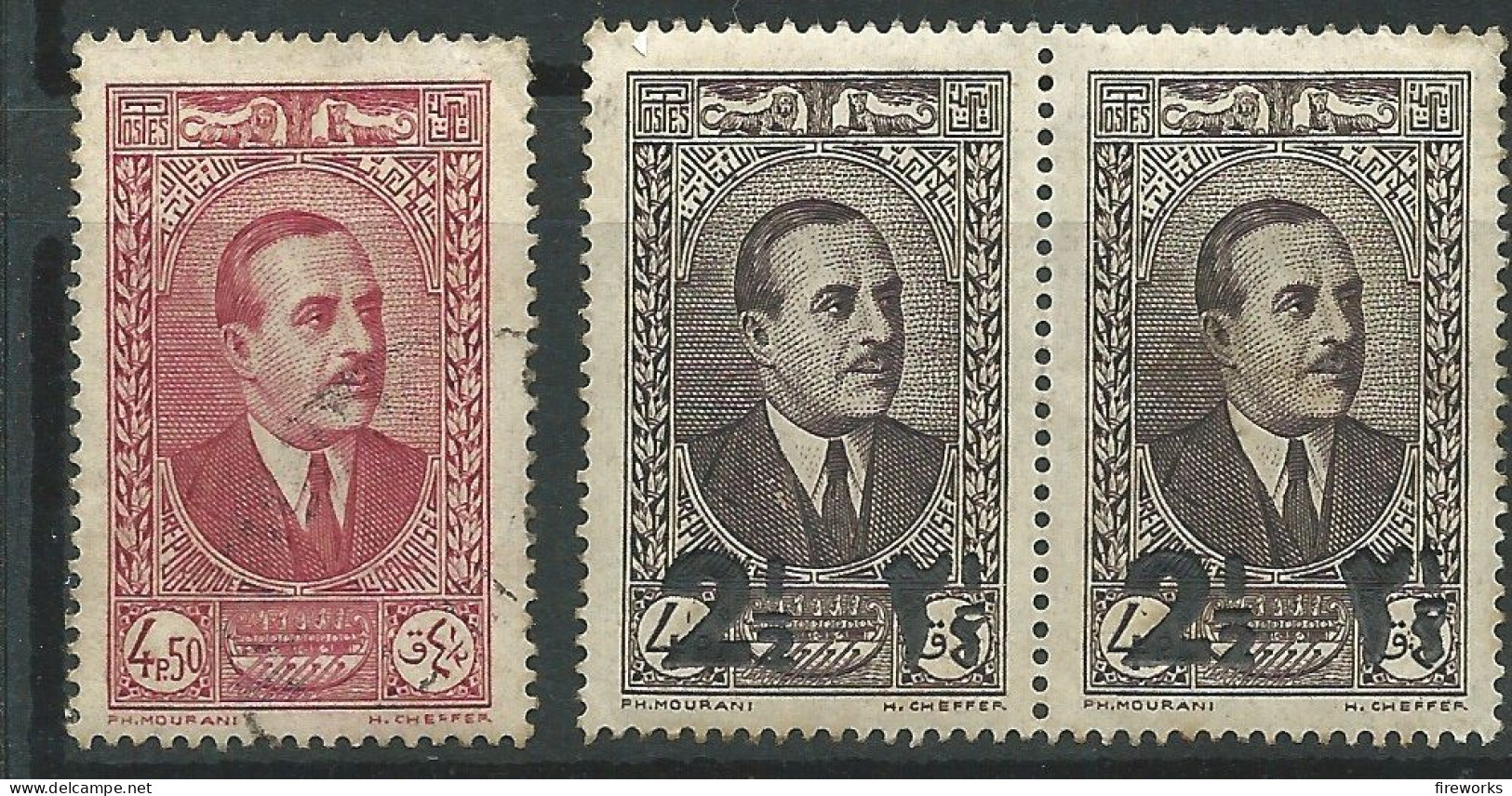 GRAND LIBAN -  N° 154 Et N° 158a (surcharge Noire) - Président Émile Eddé - Timbres Neuf Et Oblitérés - Liban