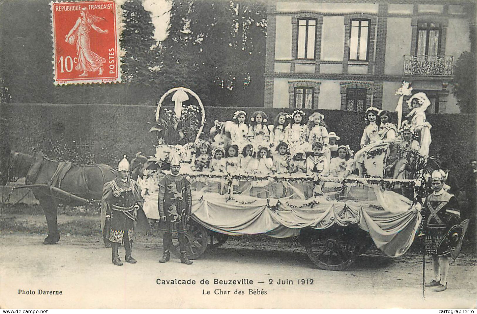 Beuzeville (Eure) - Cavalcade 1912 La Char De Bebes - Otros & Sin Clasificación