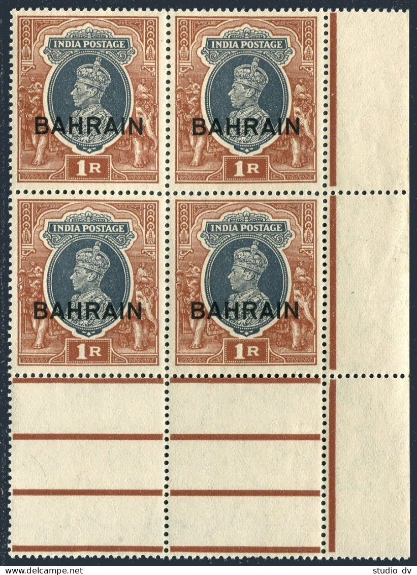 Bahrain 12 Block/4, MNH.. Michel 12. Indian Postal Administration, 1933. - Bahrain (1965-...)