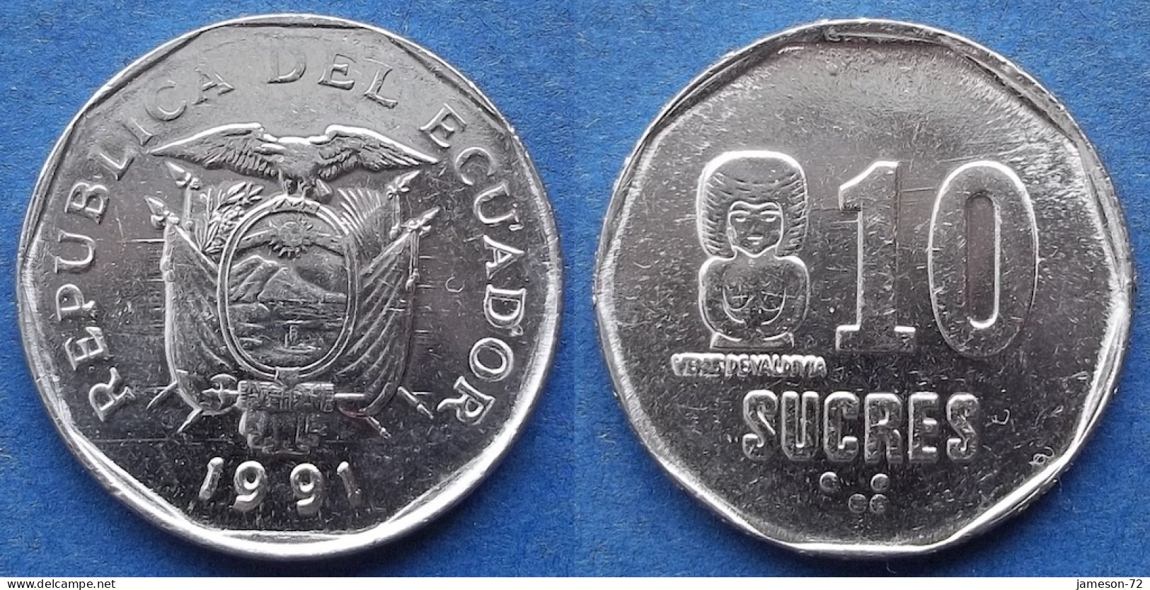ECUADOR - 10 Sucres 1991 "Venus De Valdivia" KM# 92.2 Decimal Coinage (1872-1999) - Edelweiss Coins - Ecuador