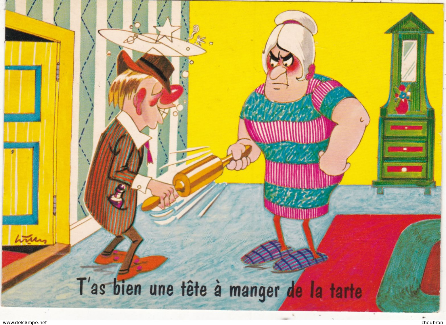 HUMOUR.. CPSM. ILLUSTRATION. HUMOUR ET IVRESSE. COUPLE " T'as Bien Une Tête à Manger De La Tarte..". ANNEE 1970 + TEXTE - Humour