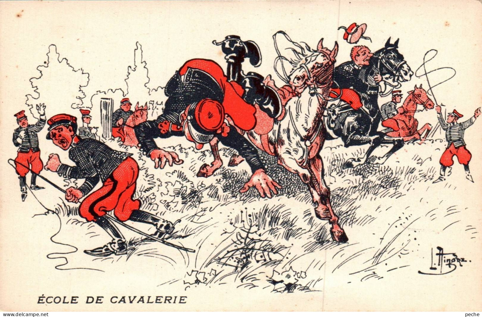 N° 2517 W -cpa Illustrateur -léo Hinore- école De Cavalerie- - Autres & Non Classés