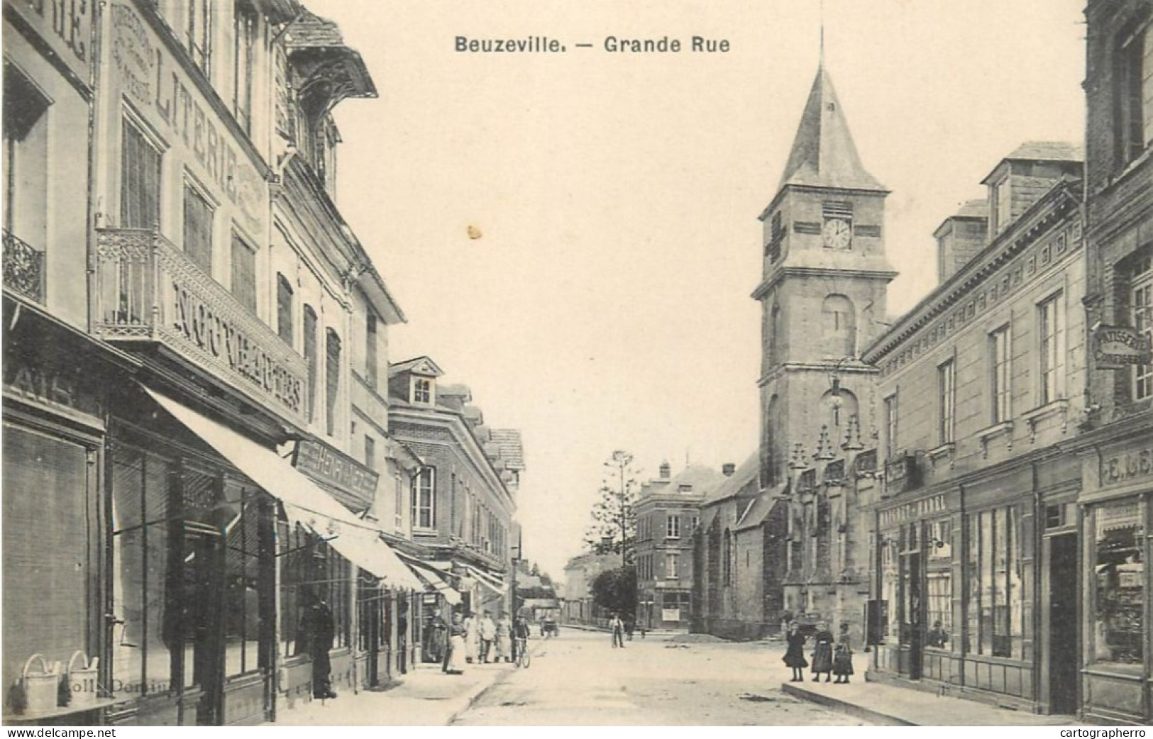 Beuzeville (Eure) - Grande Rue Magasins Eglise - Autres & Non Classés