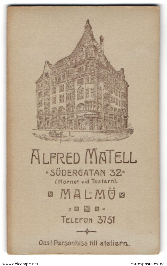 Fotografie Alfred Matell, Malmö, Södergatan 36a, Ansicht Malmö, Blick Zum Ateliersgebäude Mit Anschrift  - Lieux
