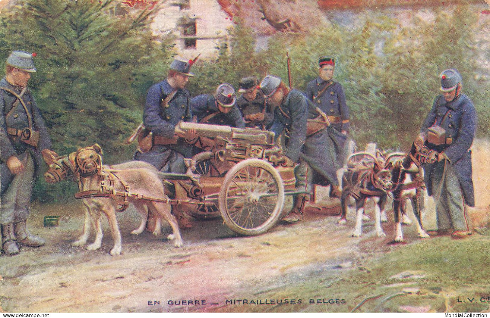 MIKIBP12-025- BELGIQUE EN GUERRE MITRAILLEUSES BELGES VOITURE A CHIEN - Brugge