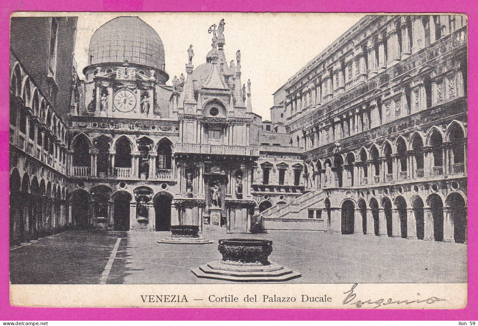 294086 / Italy - VENEZIA - Cortile Del Palazzo Ducale PC 1907 USED 5 Cent. Victor Emmanuel III , Victor Emmanuel III - Marcophilia