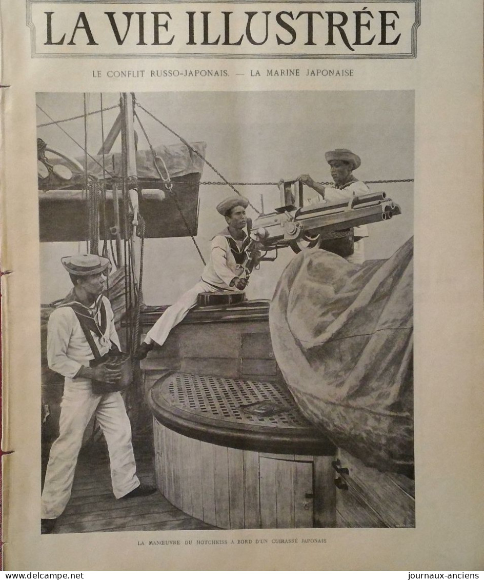 1904 GUERRE RUSSO = JAPONAISE - LA MANOEUVRE DU HOTCHKISS À BORD D'UN CUIRASSÉ JAPONAIS - LA VIE ILLUSTRÉE - Magazines - Before 1900
