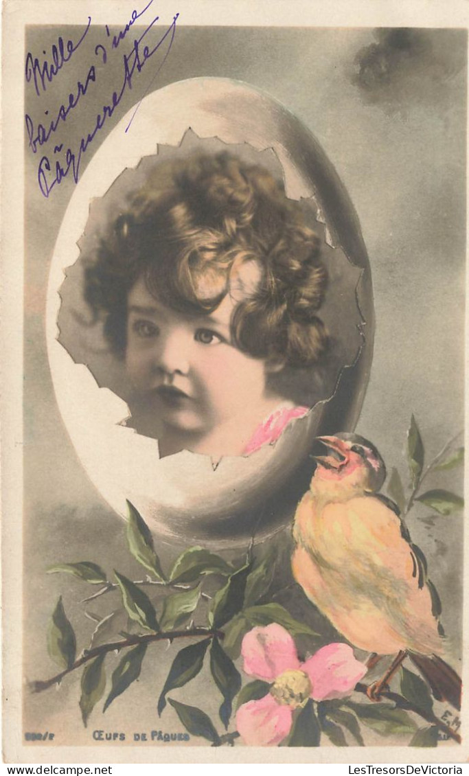 FANTAISIES - Bébé Dans Un œuf - Oiseau - Mille Baisers - Carte Postale Ancienne - Bébés